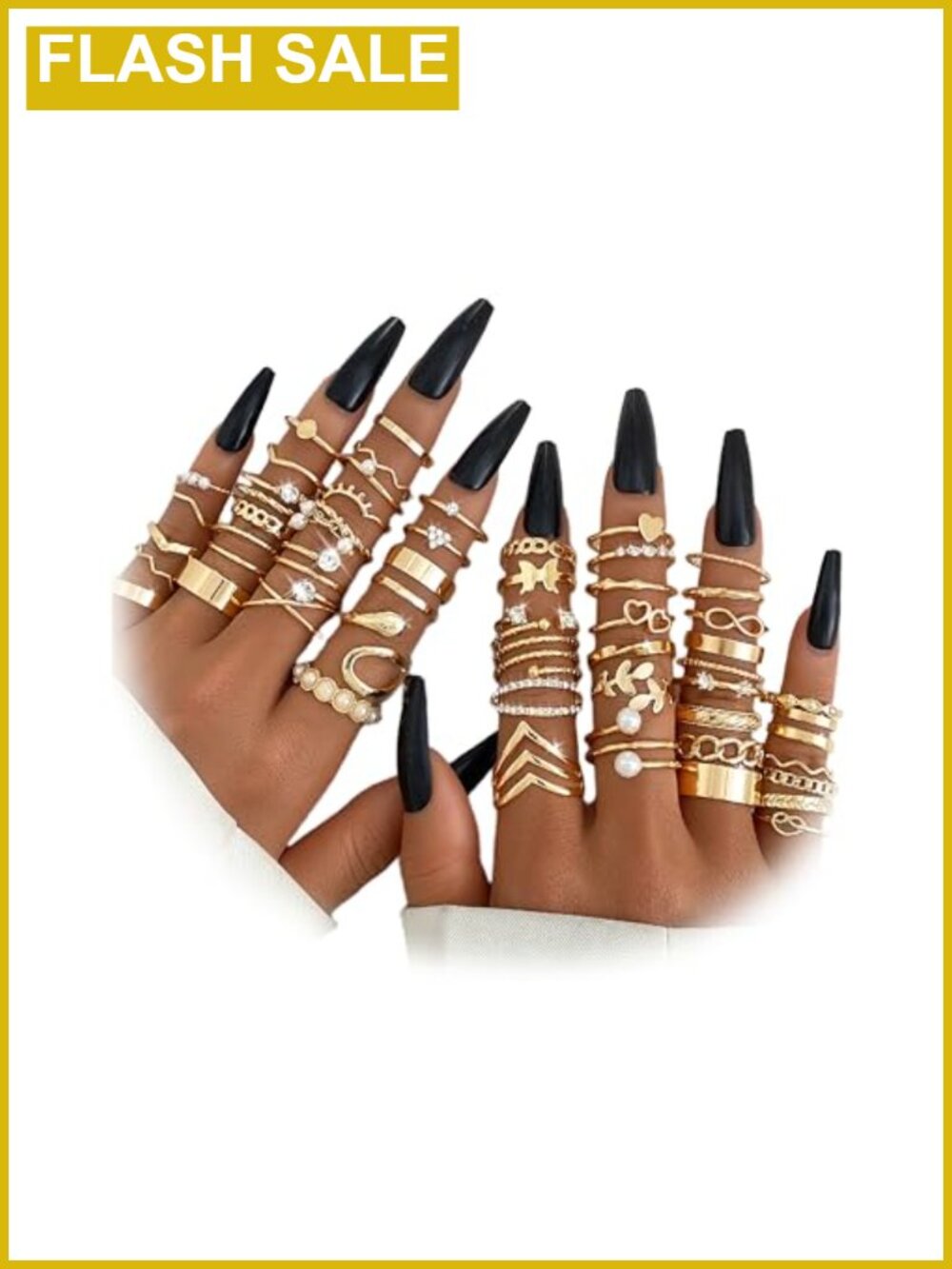 52 Pc Gold Alloy Stacking Rings Set for Women Hypoallergenic Everyday